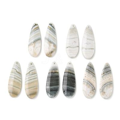 Natural Indian Green Line Jasper Pendants G-Z151-02D-1
