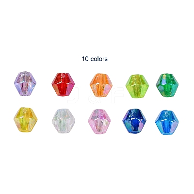 Bicone AB Color Plated Eco-Friendly Transparent Acrylic Beads TACR-CJ0001-12-1