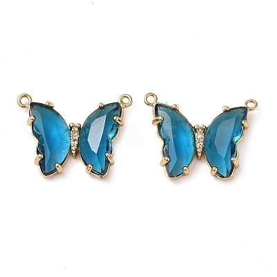 Brass Pave Faceted Glass Connector Charms FIND-Z020-03P-1