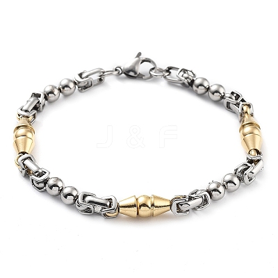 PVD Vacuum Plating 201 Stainless Steel Bicone Link Chain Bracelet BJEW-Z023-07P-1