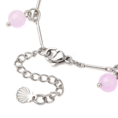 3Pcs Stainless Steel and Natural & Dyed Malaysia Jade Charm Bracelets BJEW-JB12418-1
