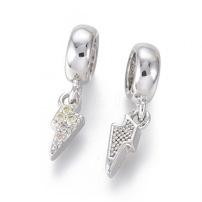 Brass Micro Pave Cubic Zirconia European Dangle Charms ZIRC-G153-12P-1