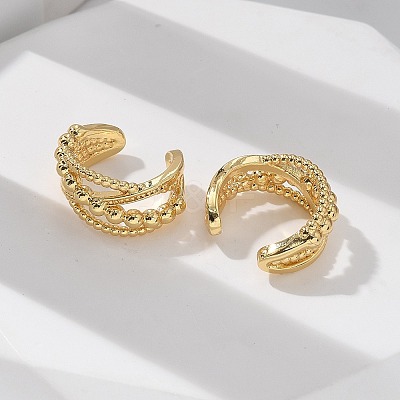 Rack Plating Brass Criss Cross Cuff Earrings EJEW-H099-11G-1