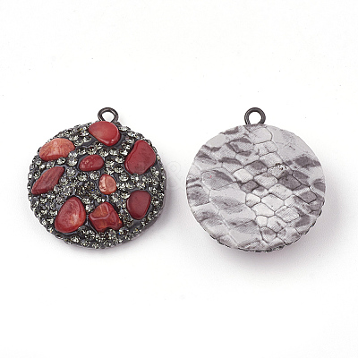 Polymer Clay Rhinestone Pendants RB-S056-10F-1