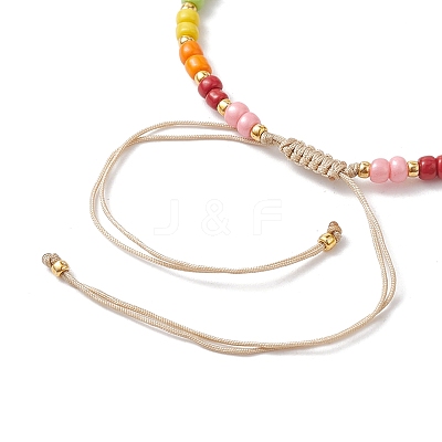Colorful Glass Seed & Brass Braided Bead Bracelet BJEW-JB10138-03-1
