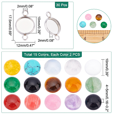 DIY Flat Round Stone Pendant Making Kit DIY-CA0003-52-1