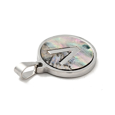 304 Stainless Steel with Paua Shell Pendants STAS-G268-02V-P-1