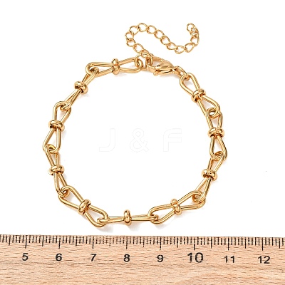 304 Stainless Steel Bowknot Link Chain Bracelets for Women BJEW-F529-08G-1