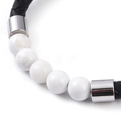 Round Natural Howlite Bead Bracelets BJEW-A009-08P-02-1