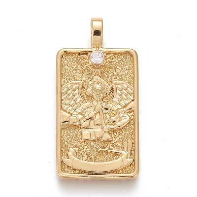 Brass Micro Pave Clear Cubic Zirconia Pendants ZIRC-Z004-01J-1
