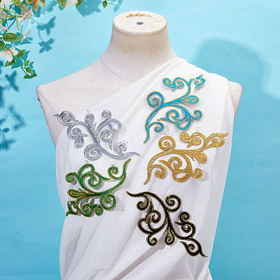 5 Pairs 5 Colors Flower Computerized Embroidery Thread Patches PATC-ME0001-15-1