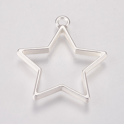 Rack Plating Alloy Star Open Back Bezel Pendants PALLOY-S047-40B-FF-1