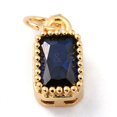 Real 18K Gold Plated Brass Inlaid Cubic Zirconia Charms ZIRC-L100-075G-05-1