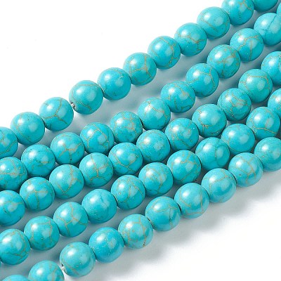 Synthetic Turquoise Beads Strands G-J389-02C-1