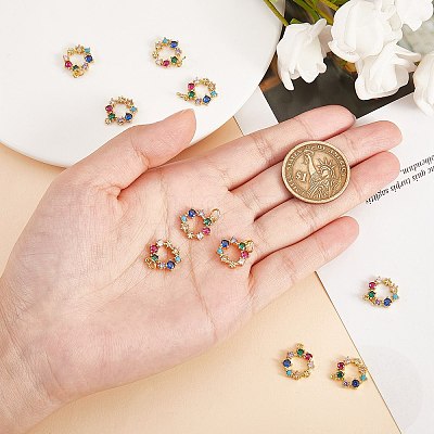 10Pcs Eco-Friendly Brass with Glass Pendants KK-SZ0005-78-1