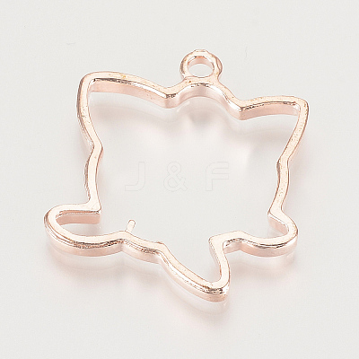 Alloy Open Back Bezel Pendants PALLOY-R098-07RG-1