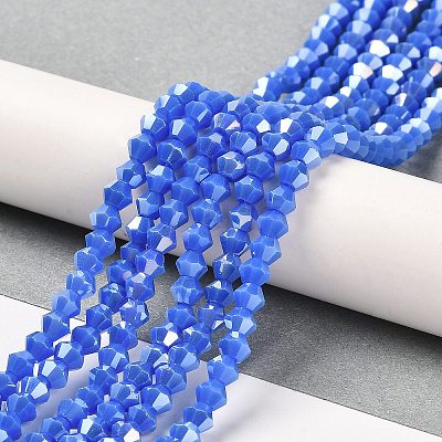 Opaque Solid Color Electroplate Glass Beads Strands EGLA-A039-P4mm-B11-1