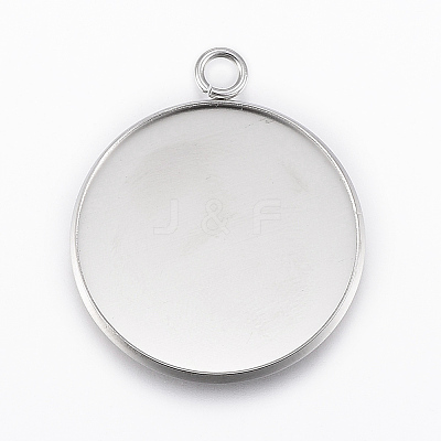 Tarnish Resistant 304 Stainless Steel Pendant Cabochon Settings STAS-E146-18P-25mm-1