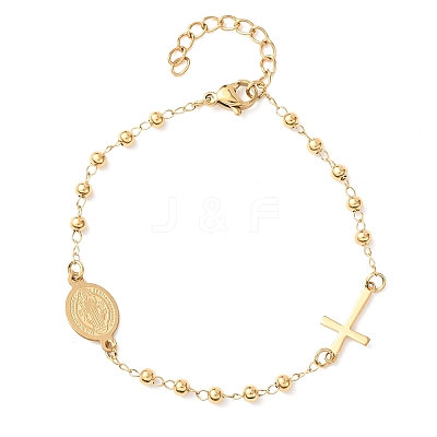 Religion 304 Stainless Steel Link Bracelets BJEW-F524-05A-G-1