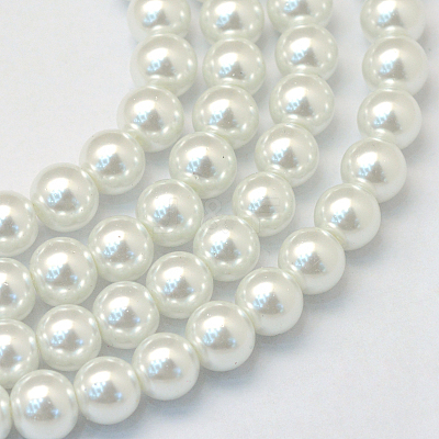 Baking Paint Pearlized Glass Pearl Round Bead Strands X-HY-Q330-8mm-01-1