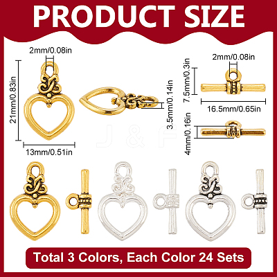 24 Sets 3 Styles Alloy Toggle Clasps FIND-SC0012-96-1