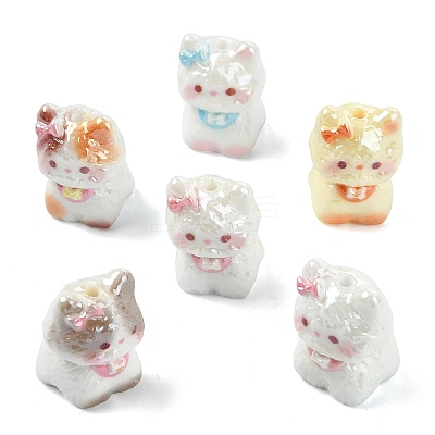 10Pcs 5 Colors Electroplate Opaque Resin Beads RESI-CJZ0001-12-1