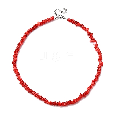 Dyed Natural Freshwater Shell Nuggets Beaded Necklaces NJEW-JN05488-01-1