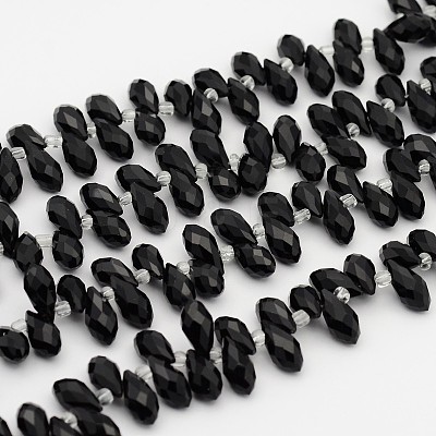 Electroplate Glass Faceted Teardrop Beads Strands X-EGLA-D014-14-1