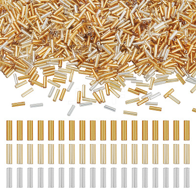 3300Pcs 3 Colors Plated Glass Bugle Beads SEED-TA0001-56-1