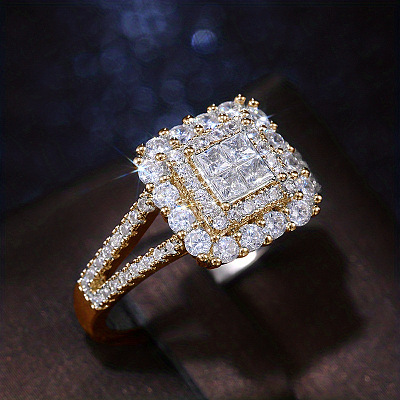 Brass Micro Pave Cubic Zirconia Finger Rings for Women FS-WG4C4EA-05-1