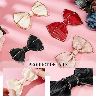 AHADEMAKER 8Pcs 4 Colors Polyester Bowknots Ornament Accessories AJEW-GA0005-45-1