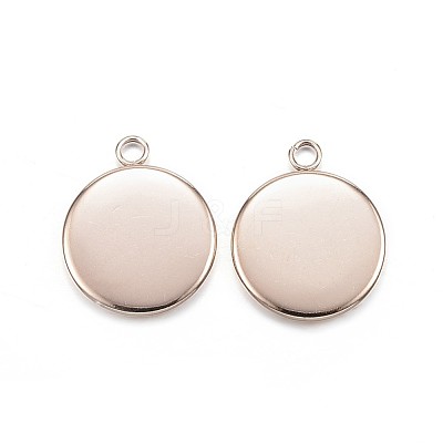 Ion Plating(IP) 304 Stainless Steel Pendant Cabochon Settings X-STAS-G127-13-12mm-RG-1