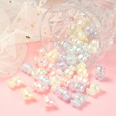 60Pcs 6 Colors UV Plating Rainbow Iridescent Acrylic Beads PACR-CJ0001-22-1