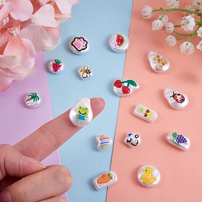 32Pcs 16 Style 3D Printed ABS Plastic Imitation Pearl Beads KY-SZ0001-42-1
