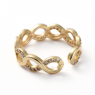 Brass Micro Pave Cubic Zirconia Cuff Rings RJEW-G096-14G-1