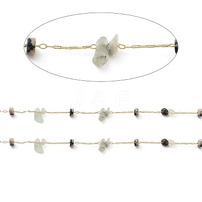 Natural Mixed Stone Chips & Disc Beaded Chains CHC-C001-01G-1