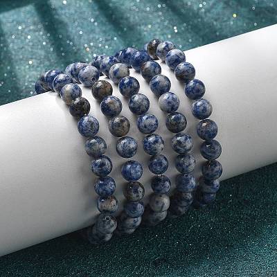 Natural Blue Spot Jasper Beaded Stretch Bracelets BJEW-Q692-35-8mm-1