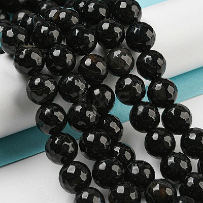 Natural Black Agate Round Beads Strand G-L084-10mm-28-1