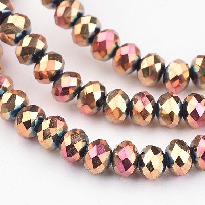 Electroplate Glass Bead Strands X-EGLA-G014-4mm-FP01-1