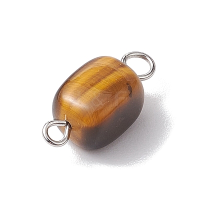 Natural Mixed Gemstone Cuboid Connector Charms PALLOY-JF02788-02-1