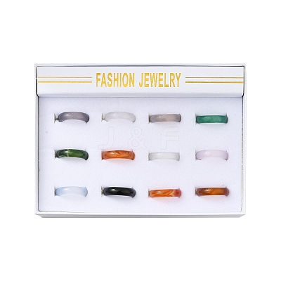 Natural Agate Rings RJEW-S042-04-B-1