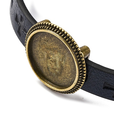 Hollow Cross PU Leather Bracelet Making MAK-I020-01D-1