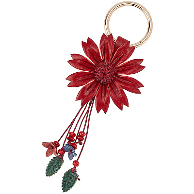 Leather and Alloy Keychain HJEW-WH20022-04B-03-1