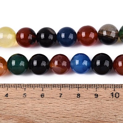 Natural Agate(Dyed & Heated) Beads Strands G-Q604-12MM-01-1