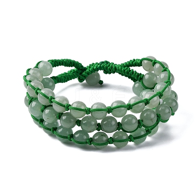 Natural Green Aventurine Round Beaded Multi-strand Bracelets for Men Women BJEW-G743-02D-1