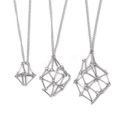 Non-Tarnish 3Pcs 3 Sizes Stainless Steel Macrame Pouch Empty Stone Holder for Necklace Makings NJEW-JN04821-1