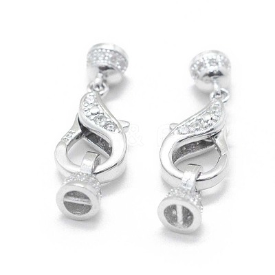 Anti-Tarnish Rhodium Plated 925 Sterling Silver Lobster Claw Clasps STER-L055-061P-1