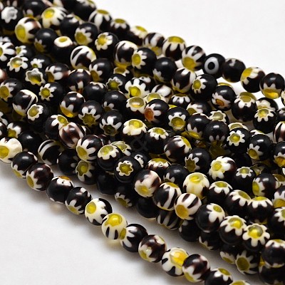 Round Millefiori Glass Beads Strands LK-P001-06-1