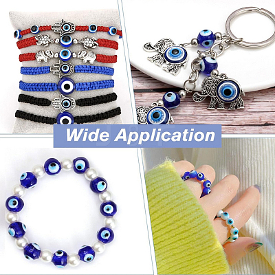 3 Strands Handmade Evil Eye Lampwork Round Bead Strands LAMP-HY0001-13A-1