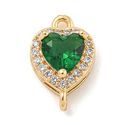 Brass Pave Cubic Zirconia Connector Charms KK-Z072-06G-04-1